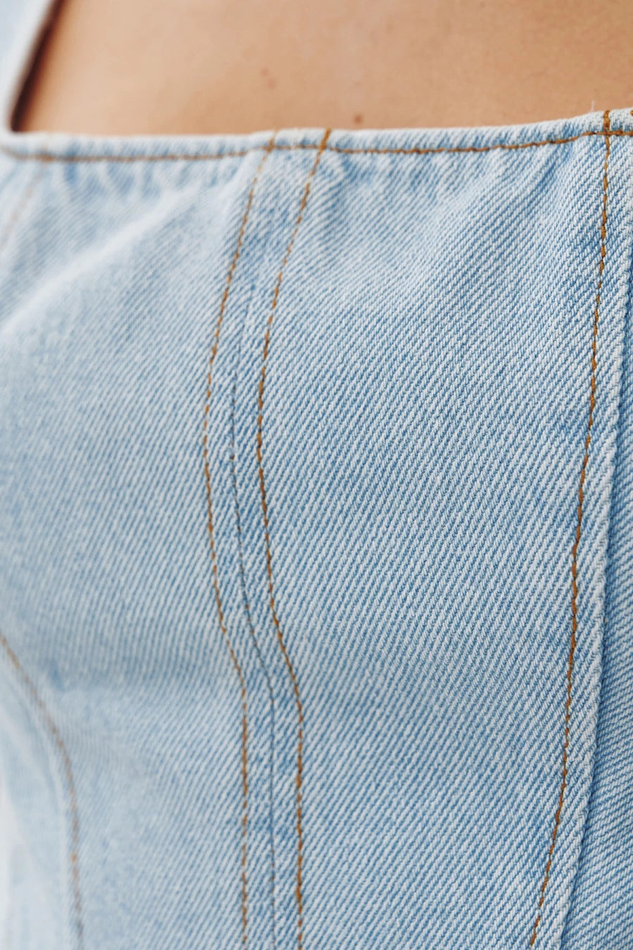 Light blue denim corset