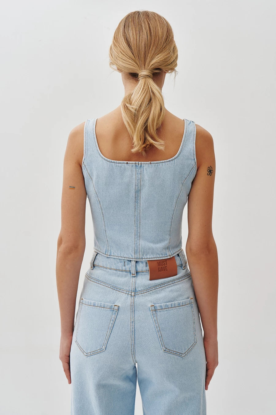 Light blue denim corset