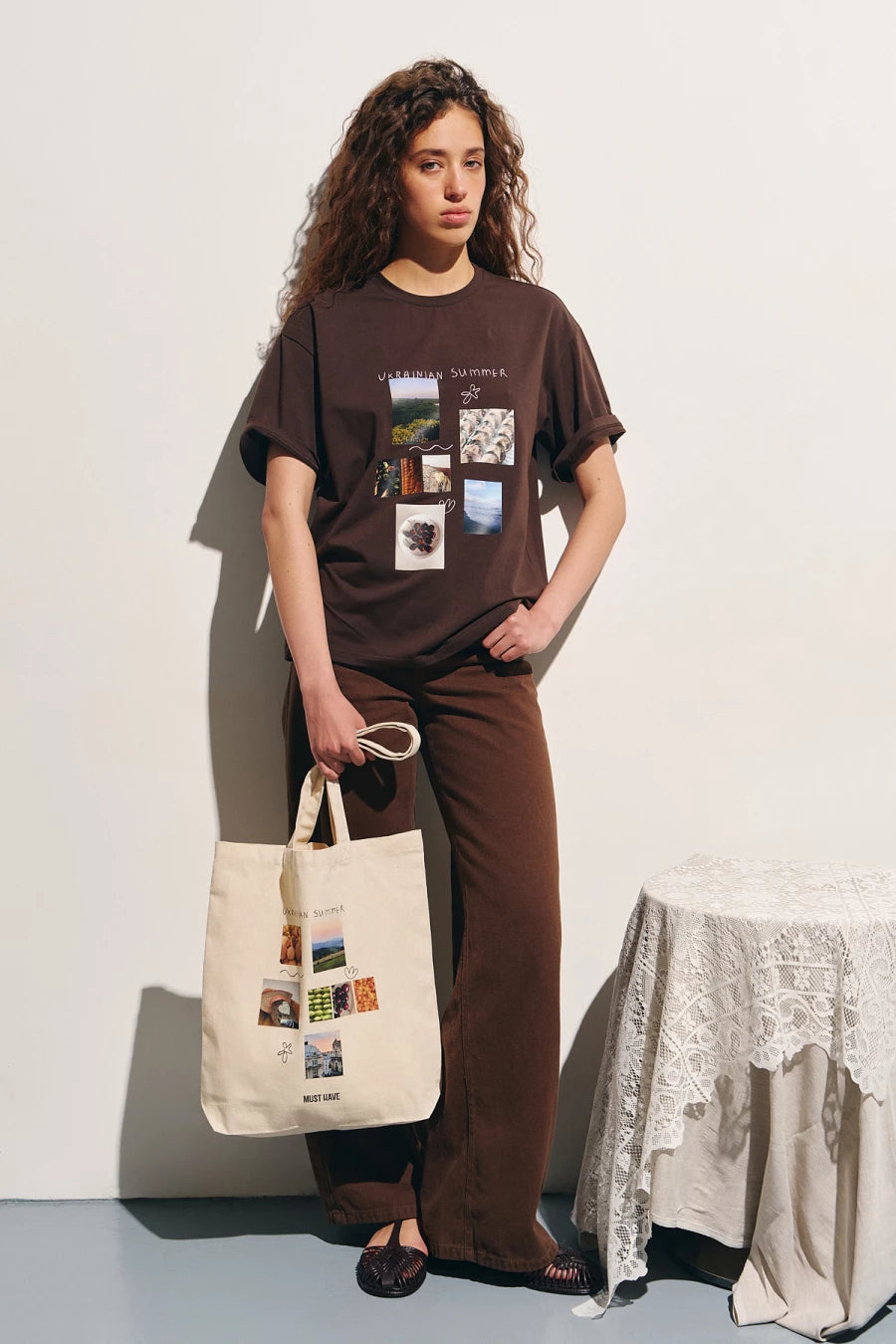 Brown knitted T-shirt "Ukrainian summer"