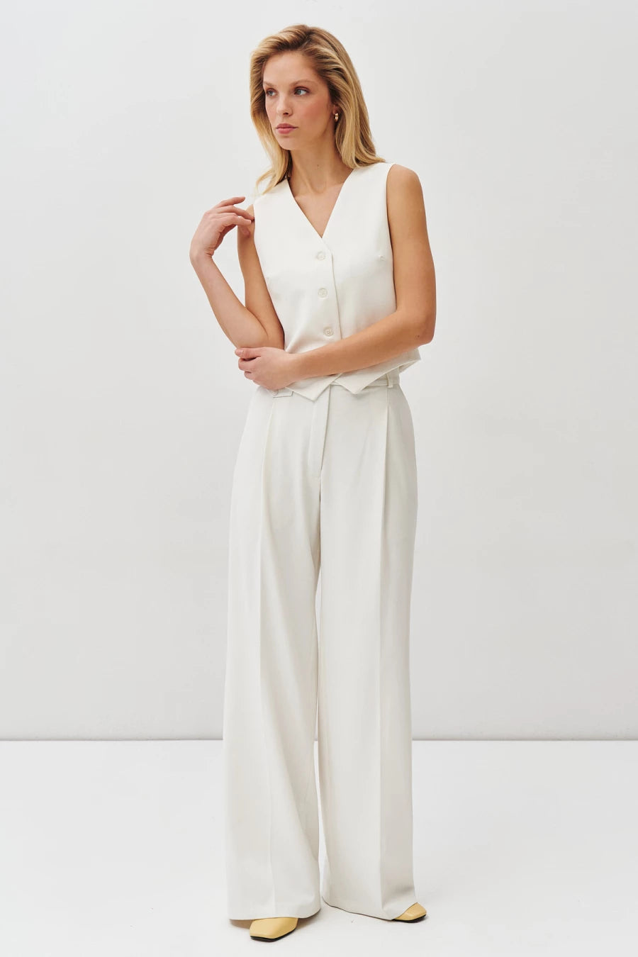 Cream long palazzo pants