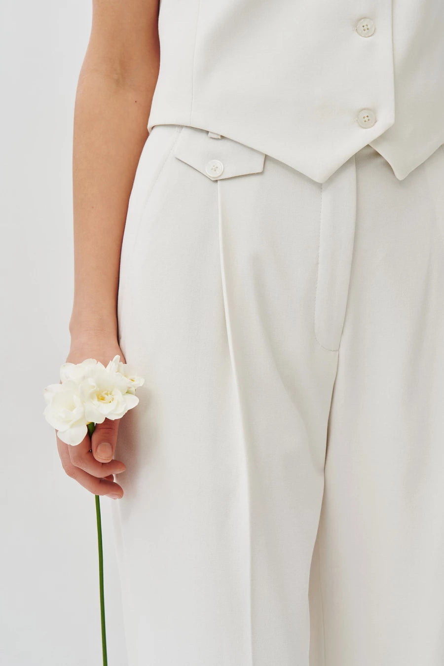 Cream long palazzo pants