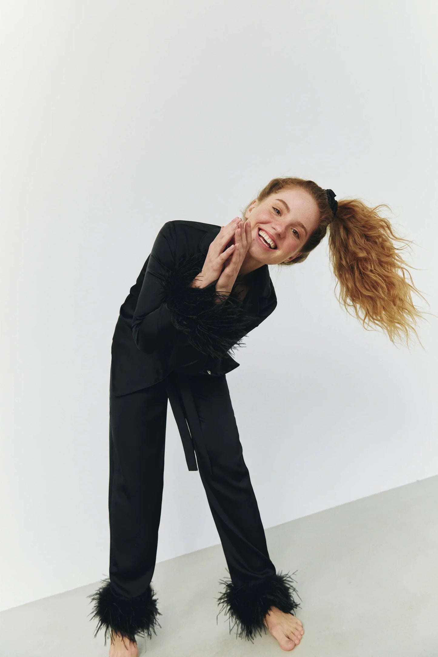 CRYSTAL PJS- BLACK WITH PANTS