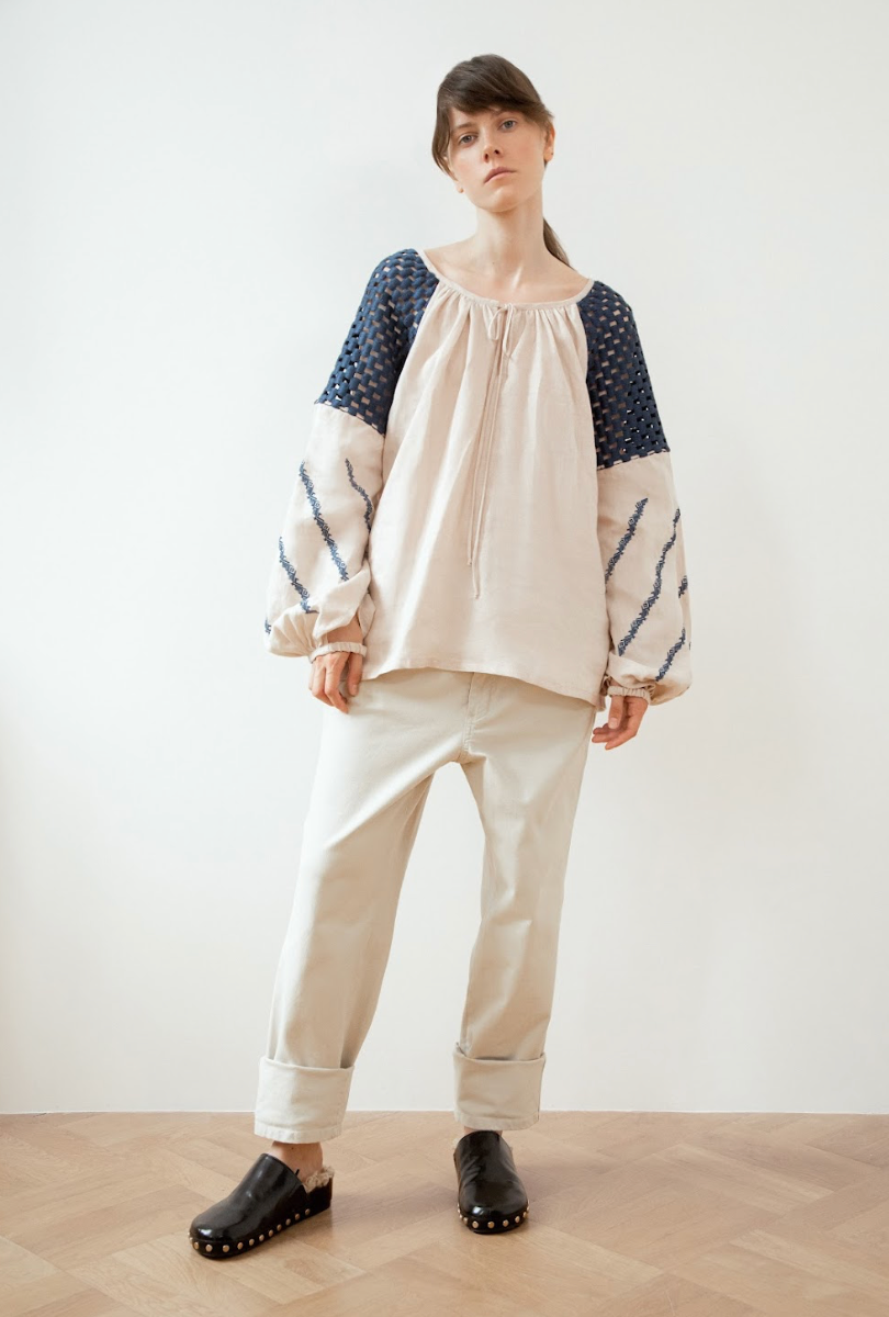 Stylized Borshchiv shirt (blue embroidery)
