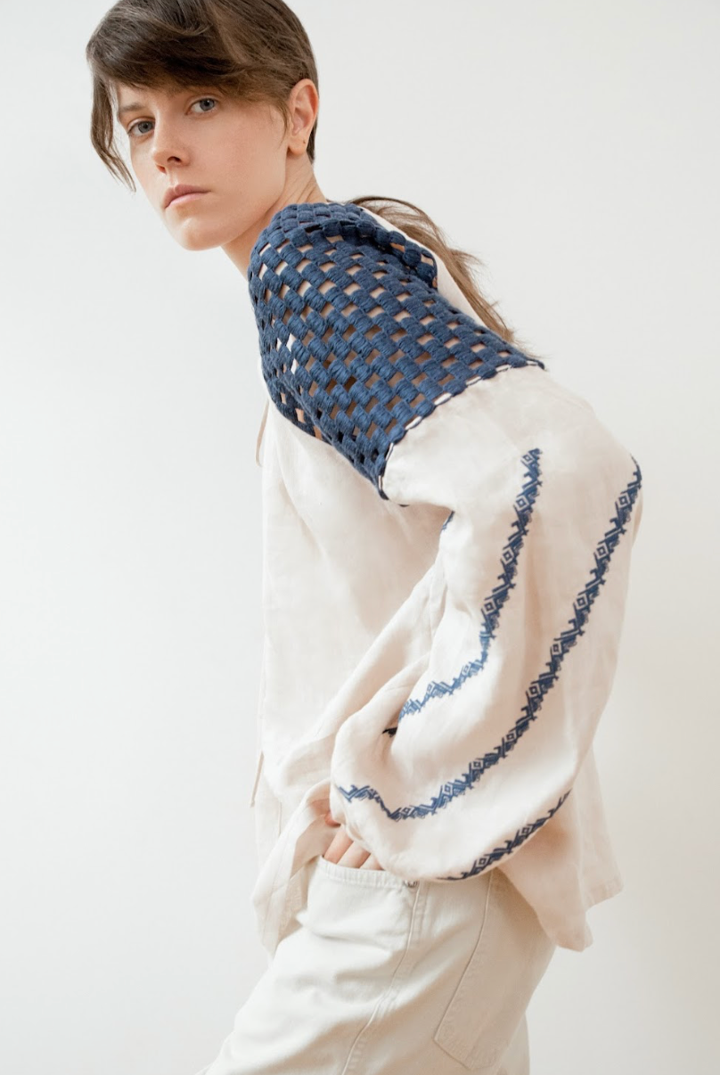 Stylized Borshchiv shirt (blue embroidery)