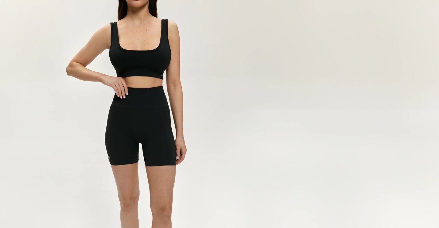 SEAMLESS RIBBED SHORTS DARK GRAPHITE