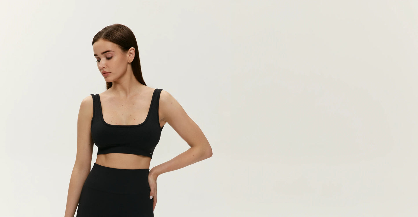 SEAMLESS RIBBED TOP DARK GRAPHITE
