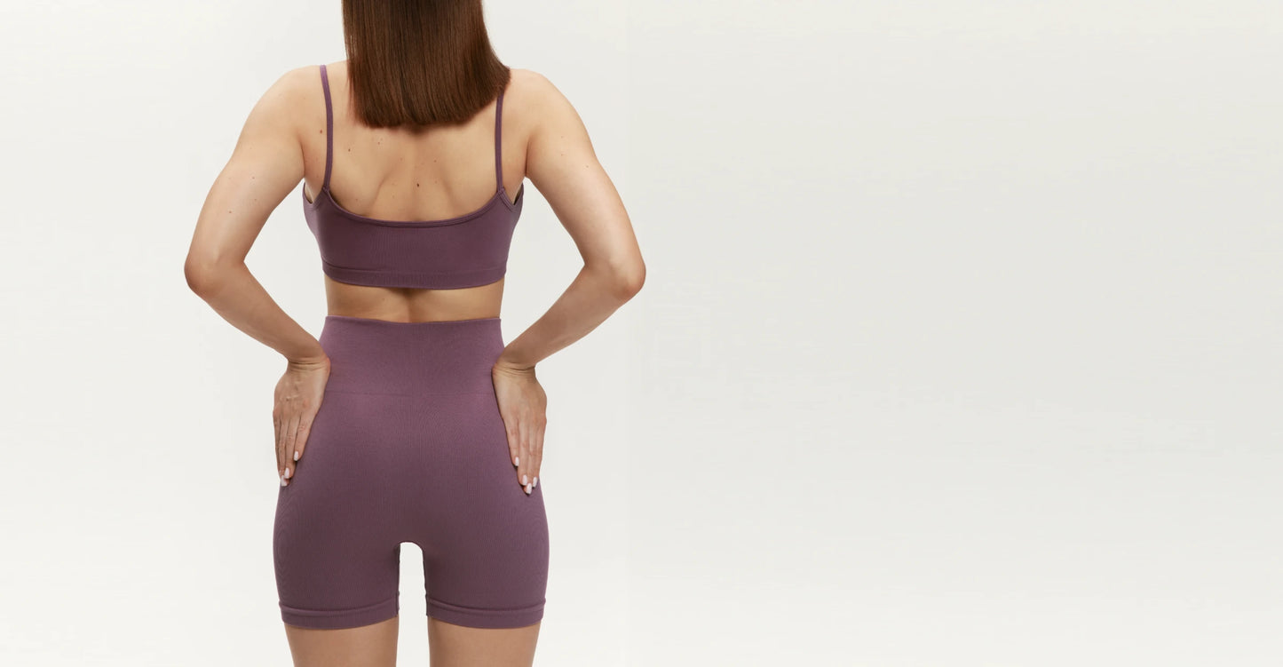 SEAMLESS RIBBED SHORTS PLUM
