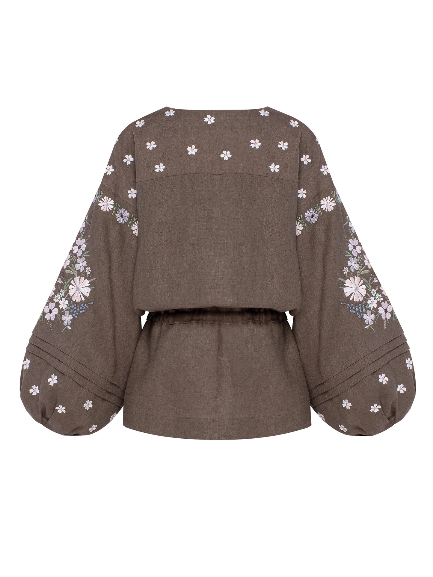 Linen Embroidered Blouse with Floral Pattern "Budzhak" dark