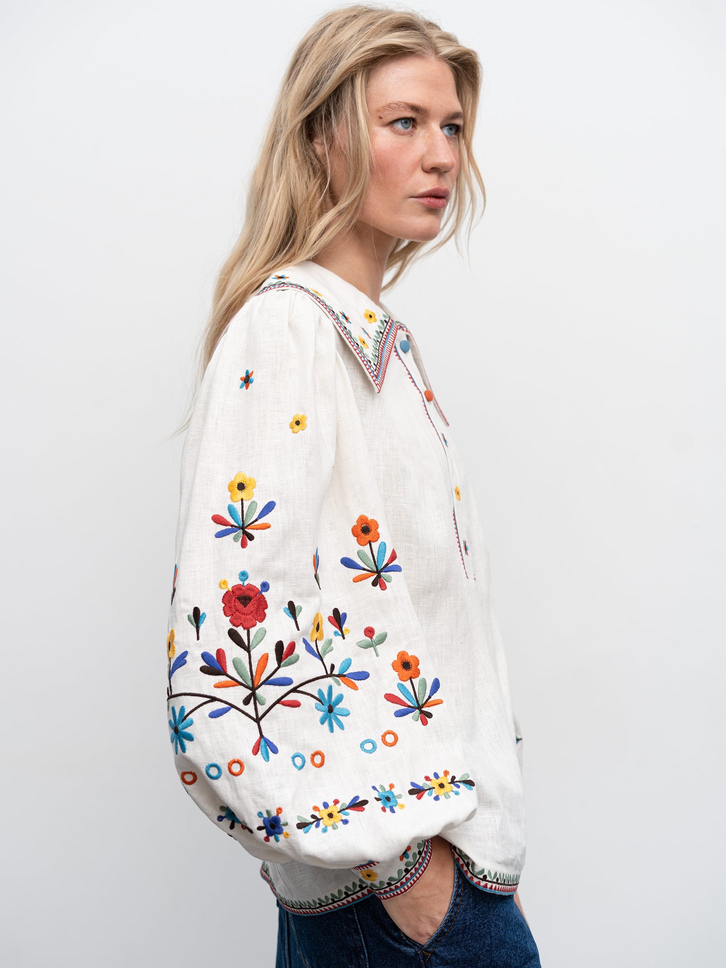 Embroidered linen shirt with yavorivsky ornament Yavir