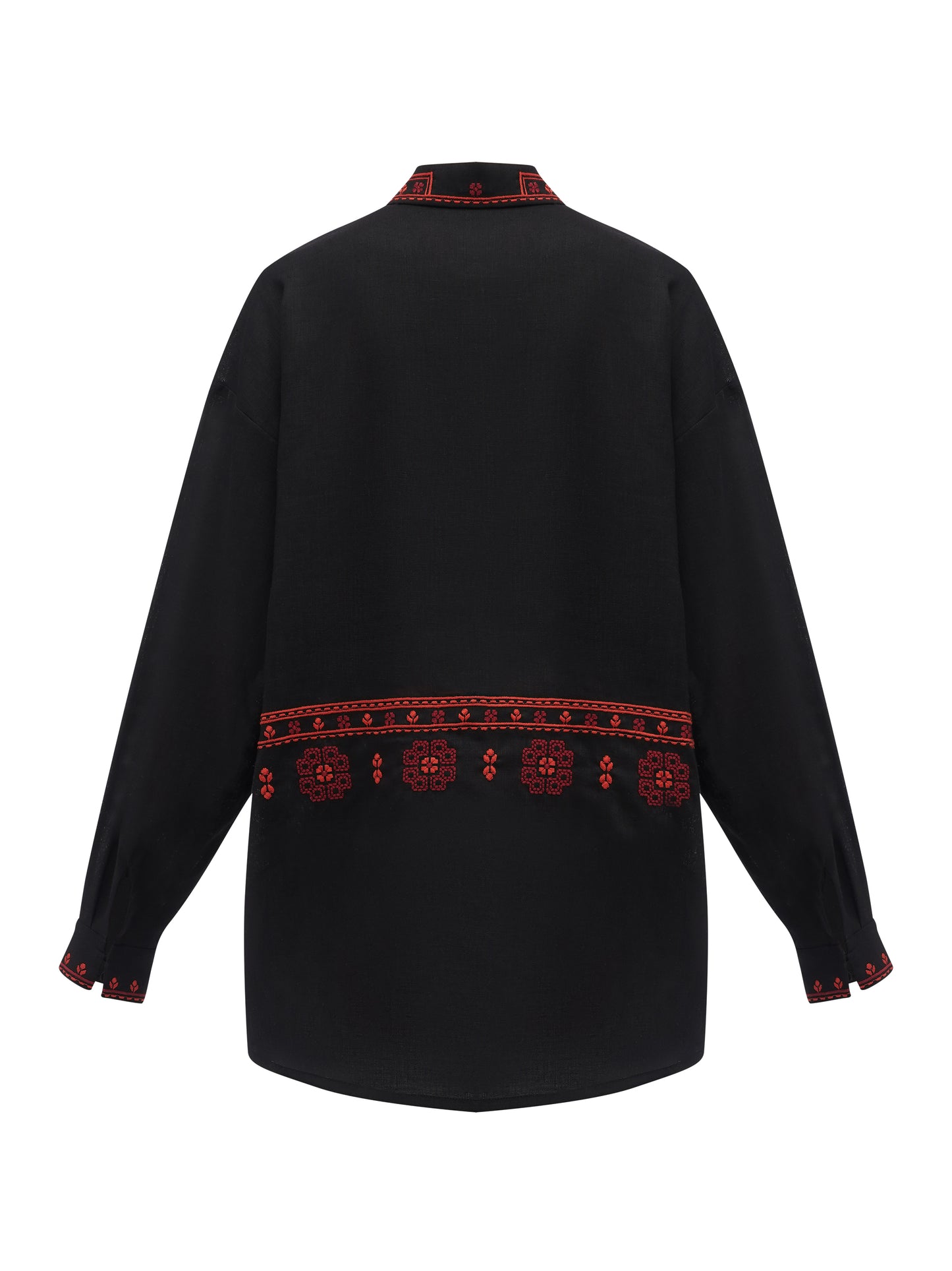 Black linen shirt with an embroidered ornament Nova Khata 1930