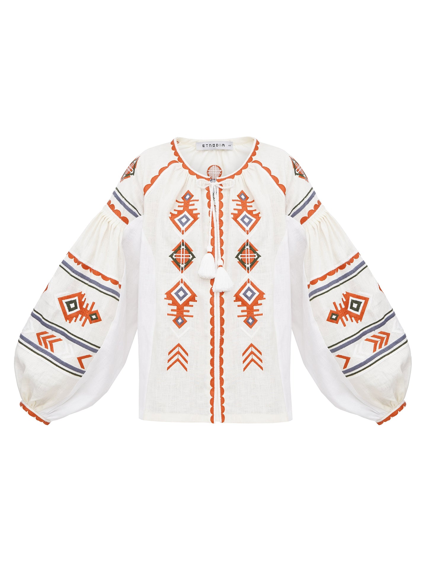Linen embroidered shirt in boho style Pole