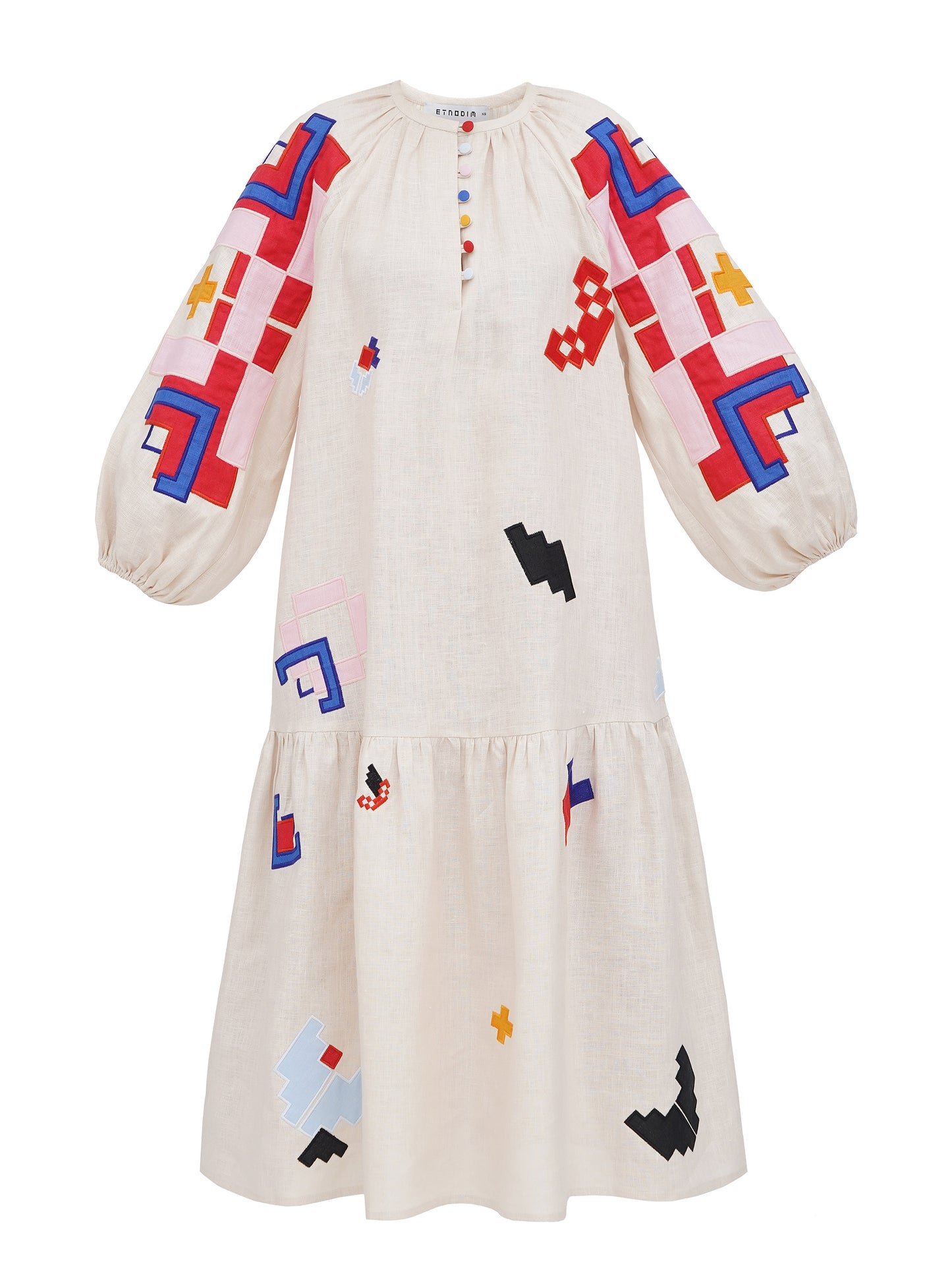 Light linen dress with applique Eva