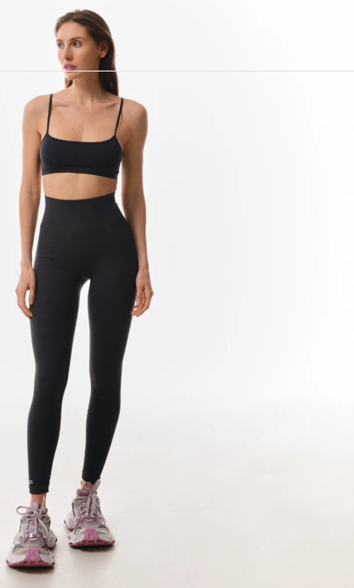 DARK GRAPHITE SEAMLESS RIBBED LEGGINGS