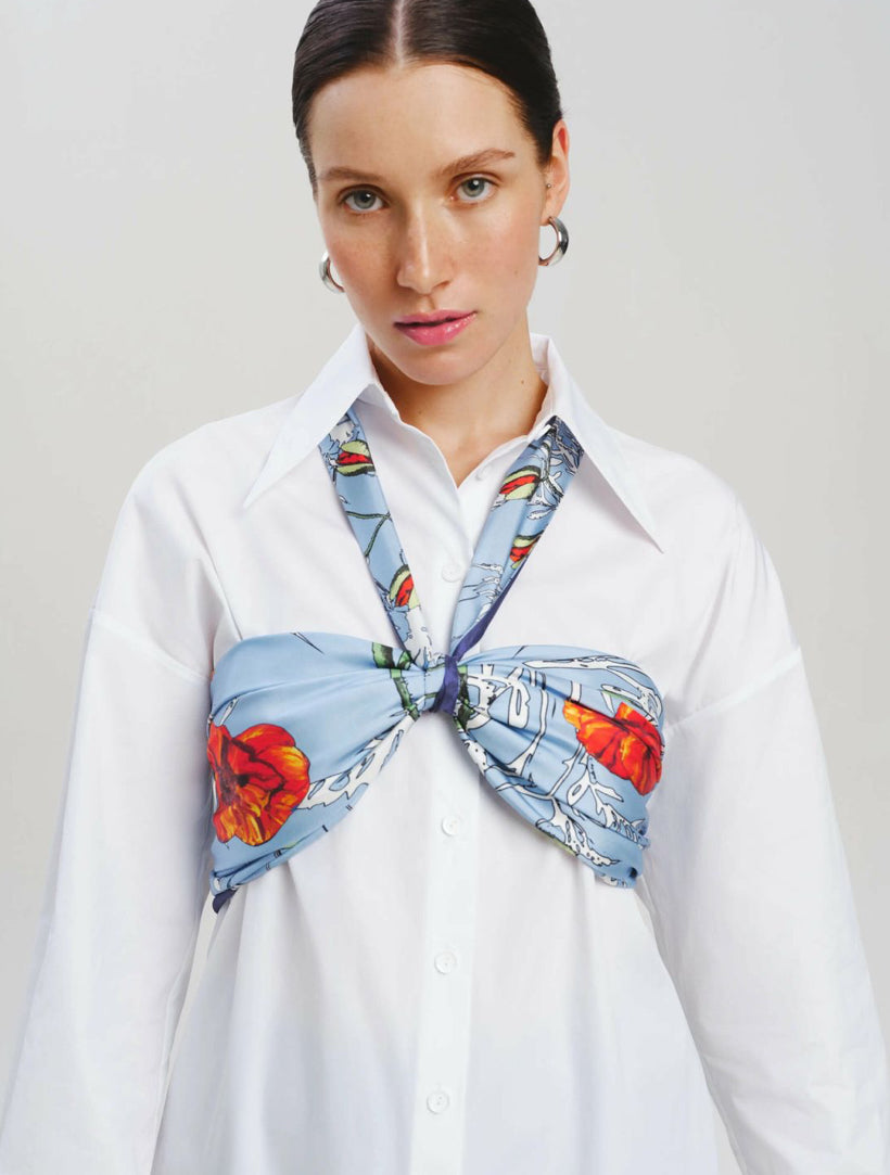 Premium silk scarf “Poppy Blossom”