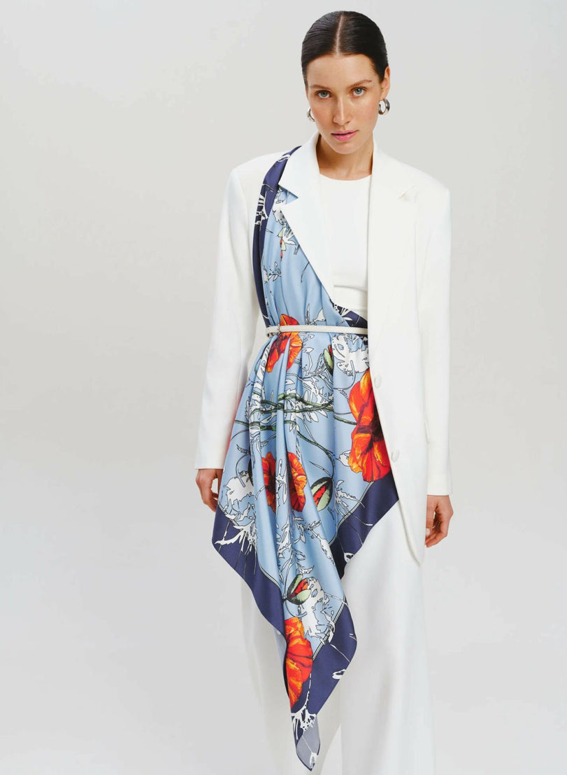 Premium silk scarf “Poppy Blossom”