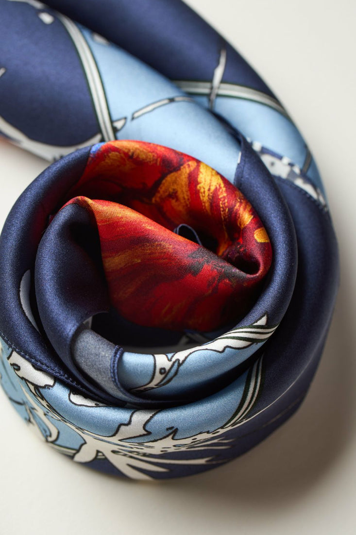 Premium silk scarf “Poppy Blossom”