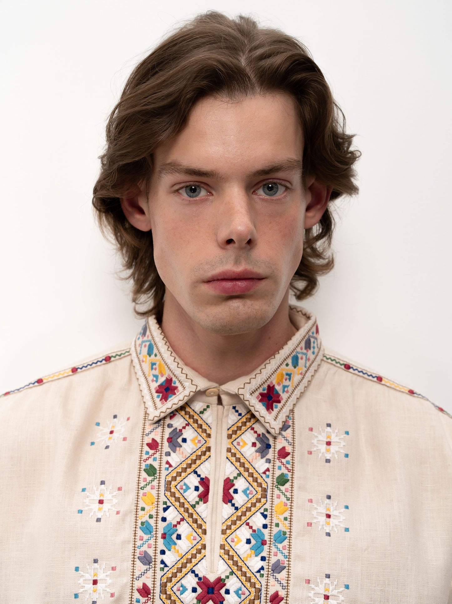 Men's embroidered shirt with collar Podillya region Veremiy