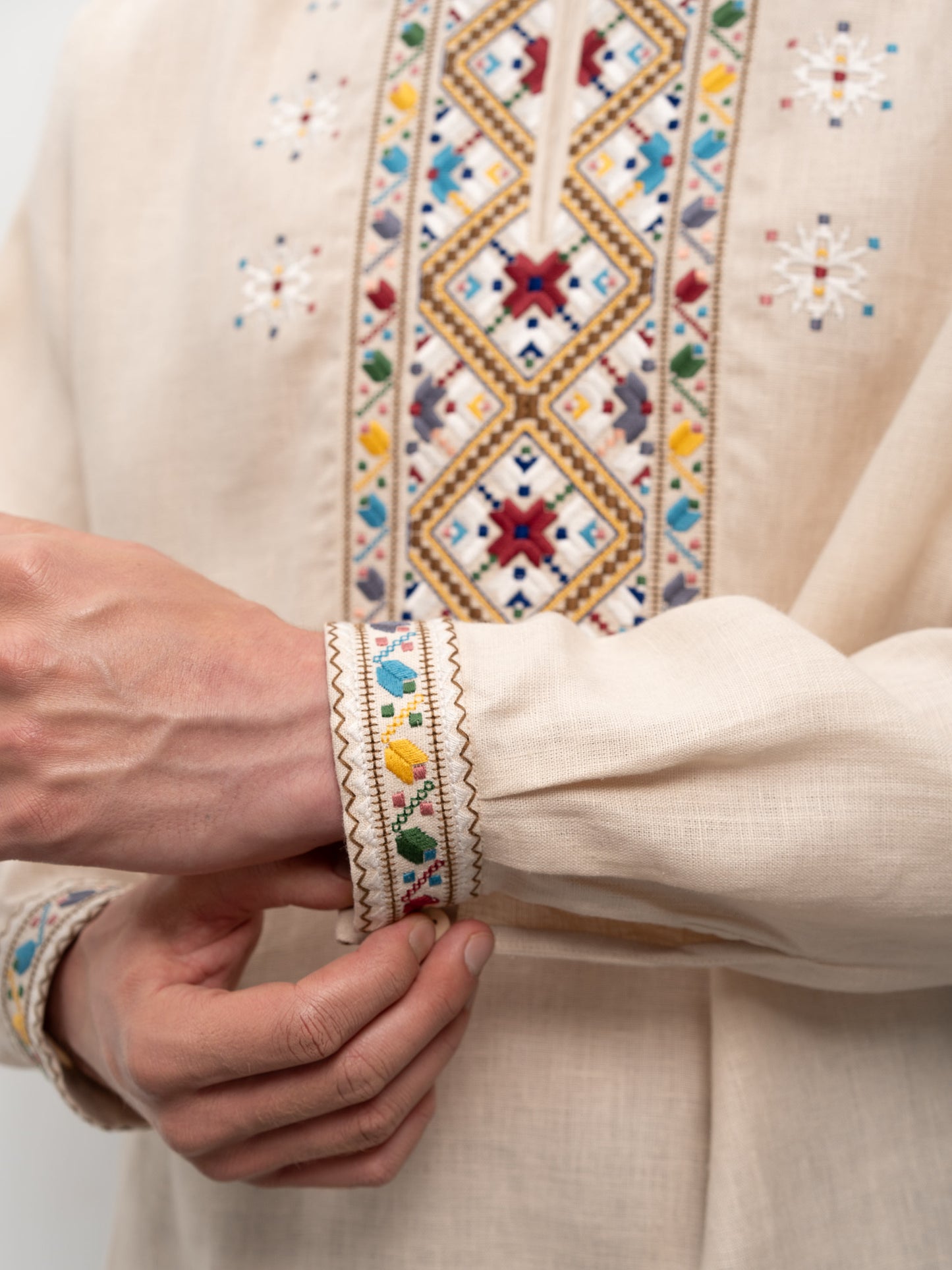 Men's embroidered shirt with collar Podillya region Veremiy