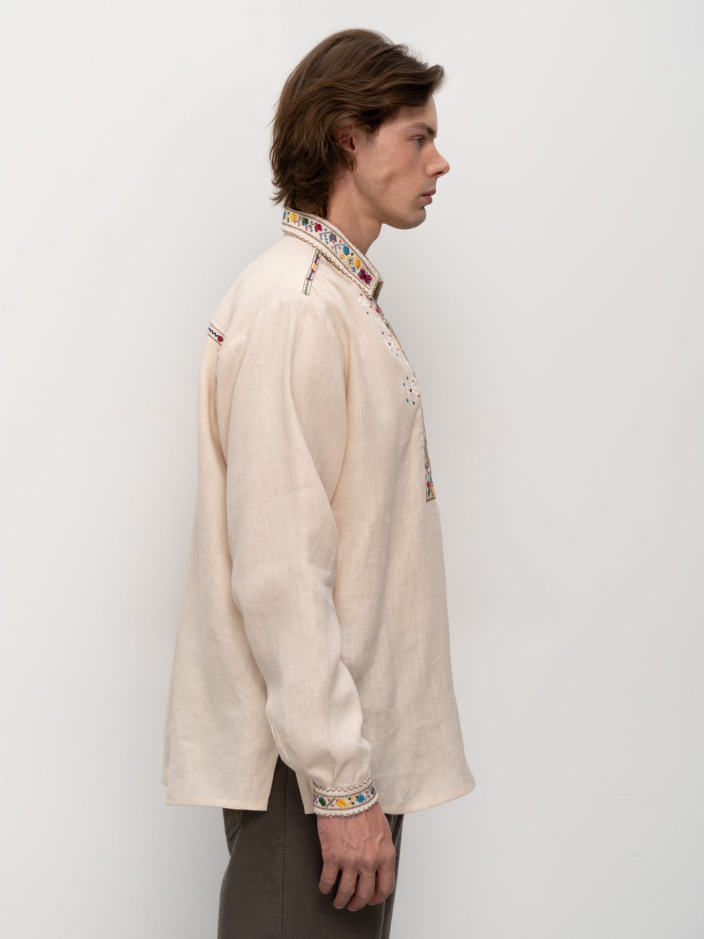 Men's embroidered shirt with collar Podillya region Veremiy