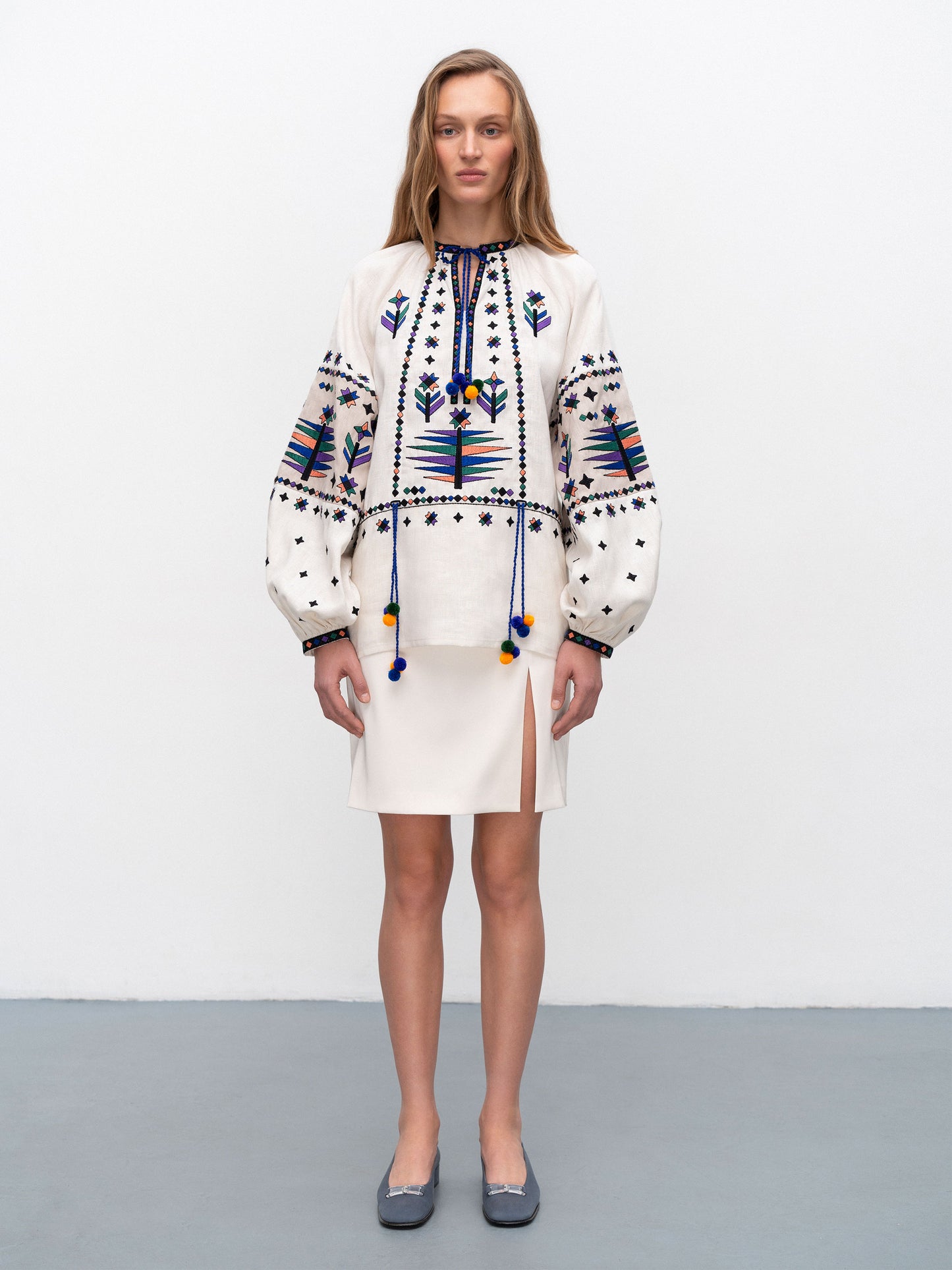 Women's embroidered shirt with geometric embroidery Melanka