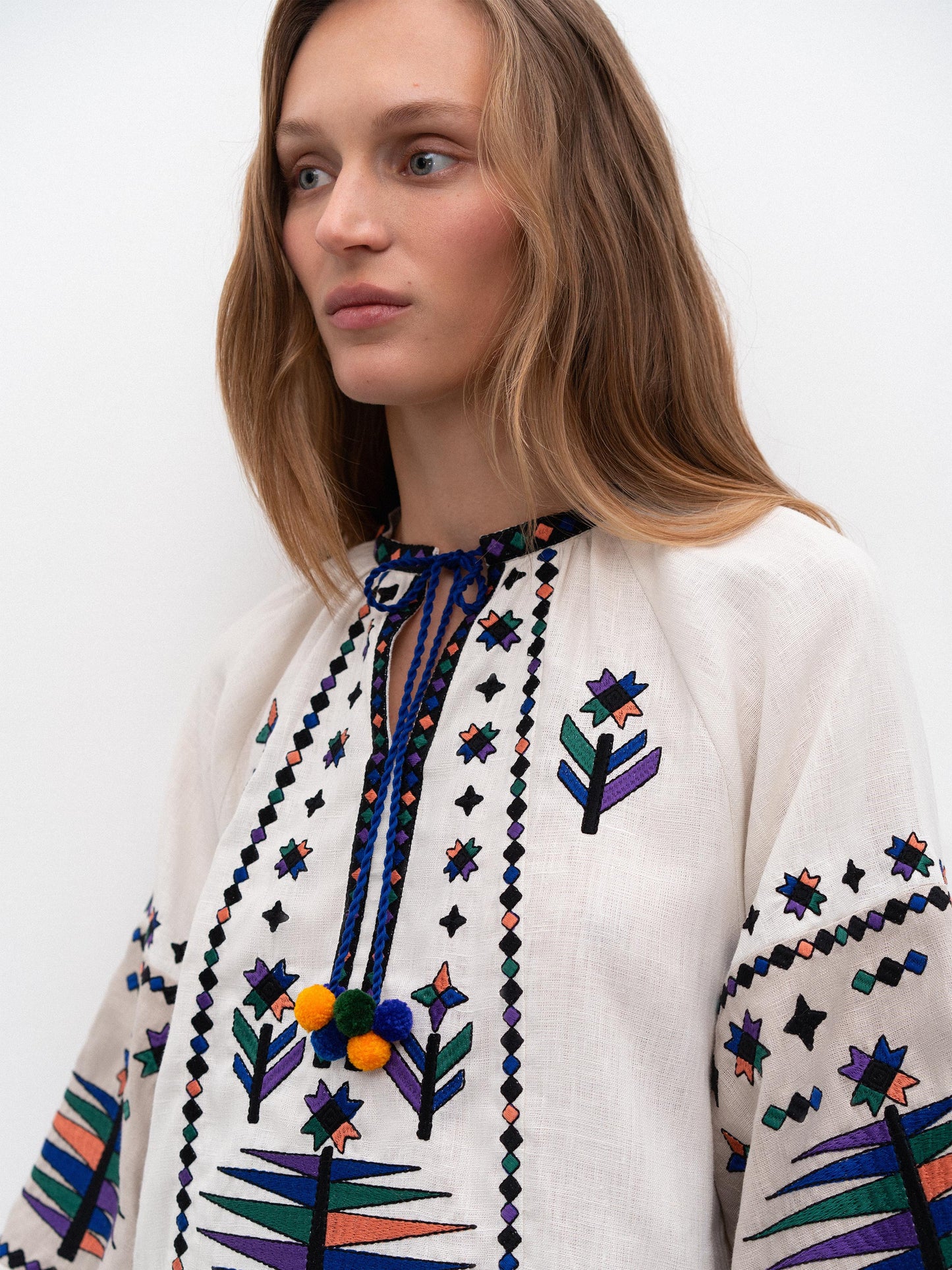 Women's embroidered shirt with geometric embroidery Melanka