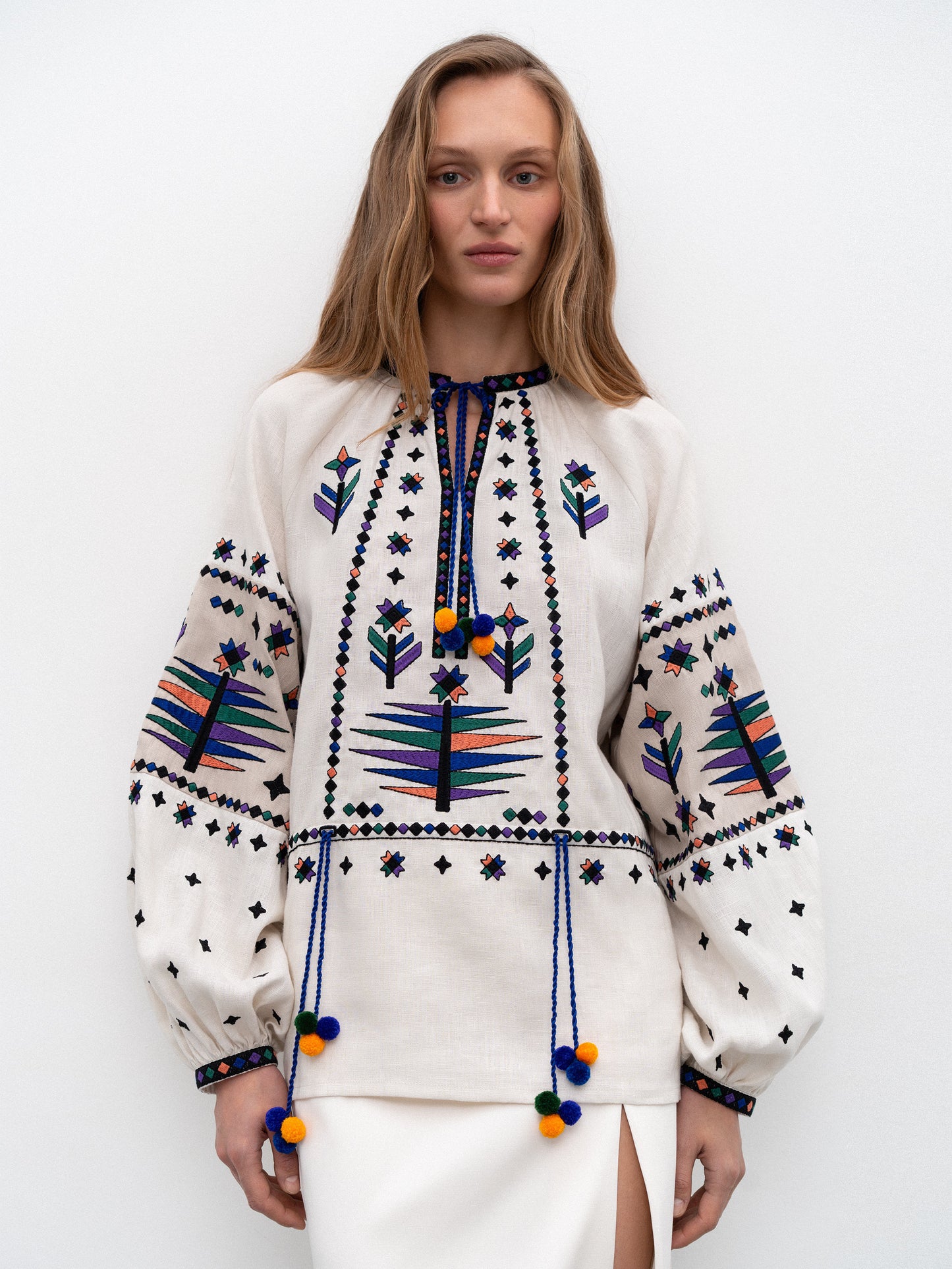 Women's embroidered shirt with geometric embroidery Melanka