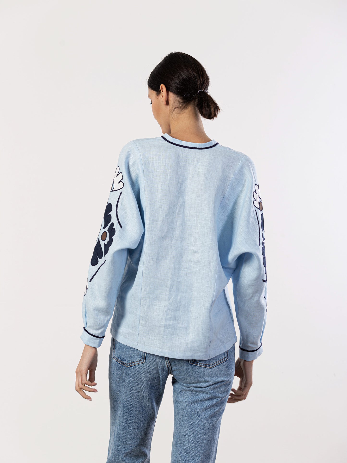 Blue blouse with floral pattern Aqua
