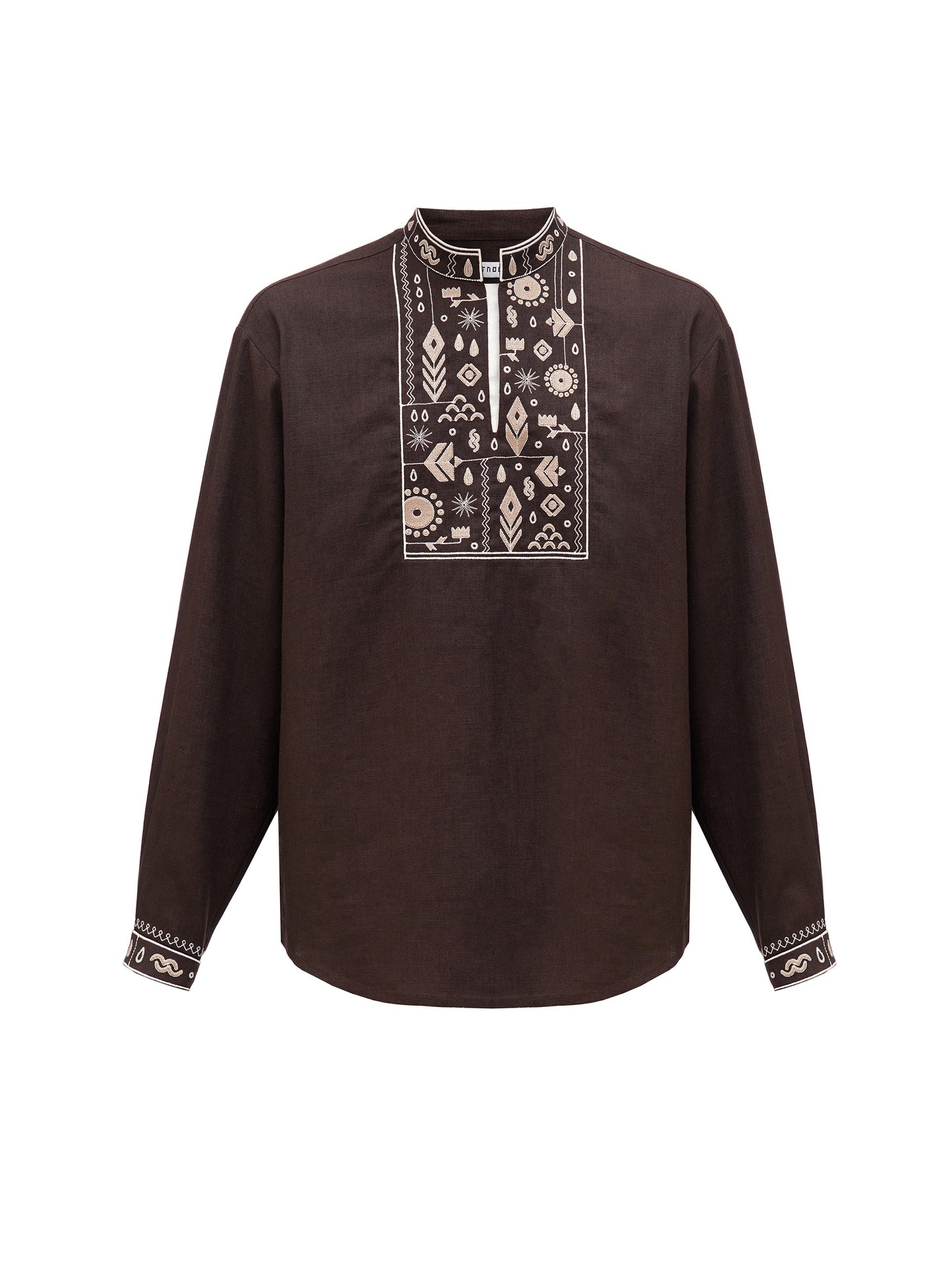 Men's brown embroidered shirt “Kmyn”