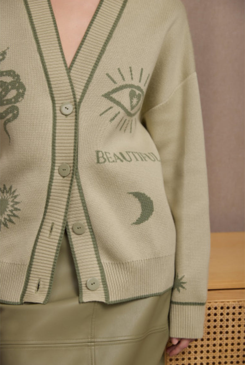 Cardigan SNAKE olive green