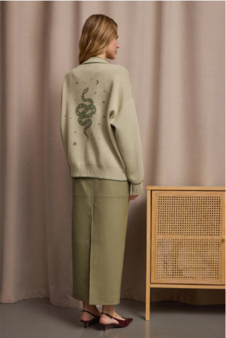 Cardigan SNAKE olive green