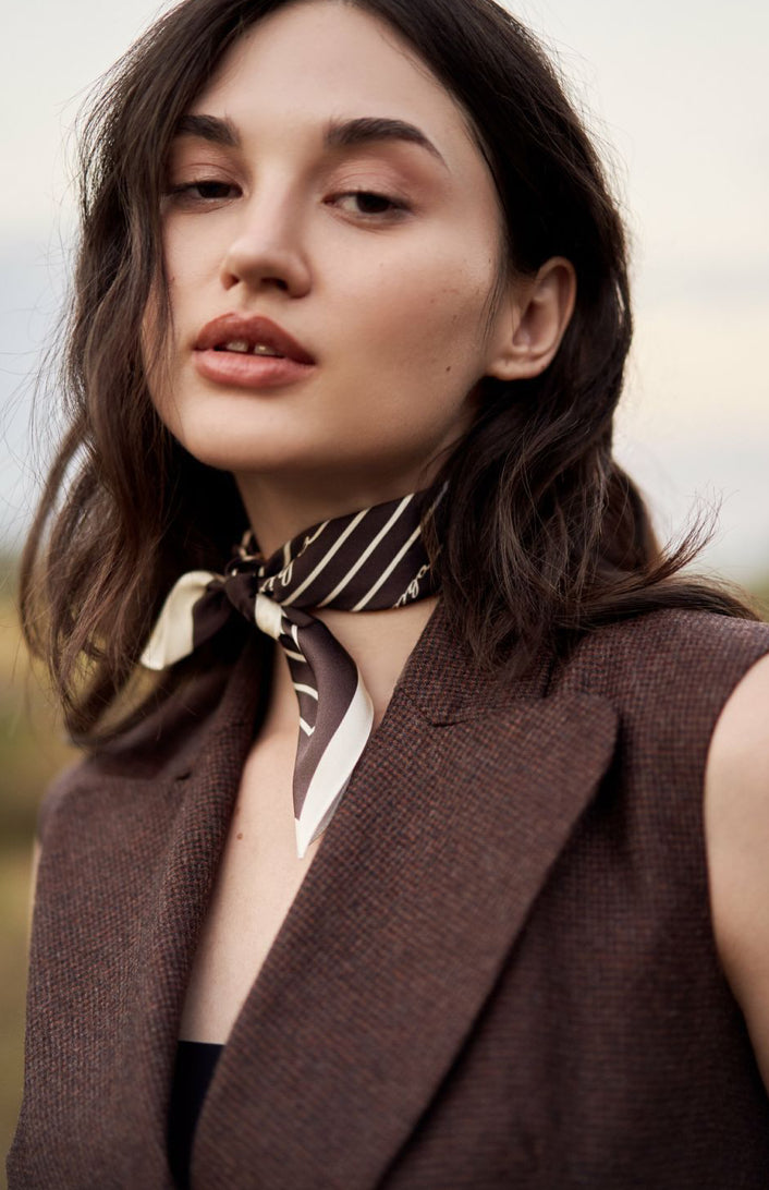 Premium silk scarf "Morning Coffee"