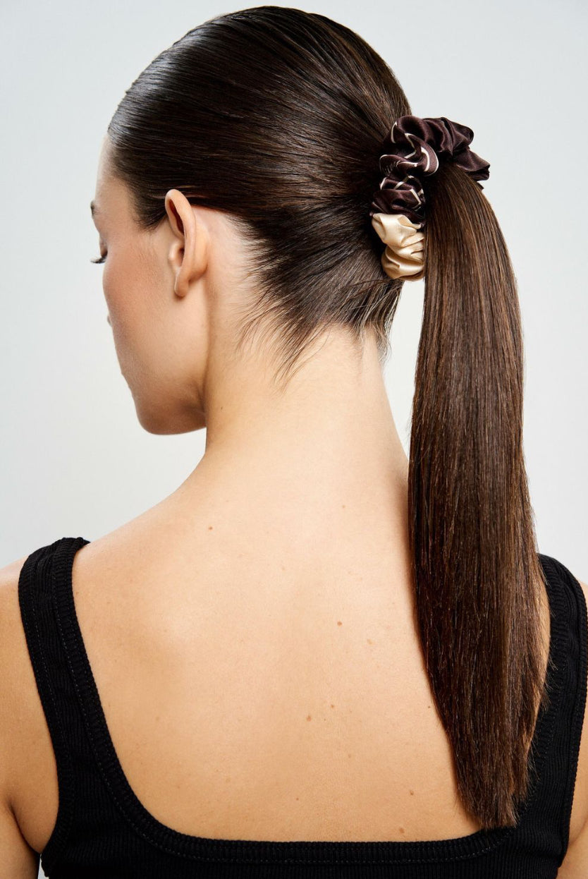 Silk scrunchie "Morning coffee"