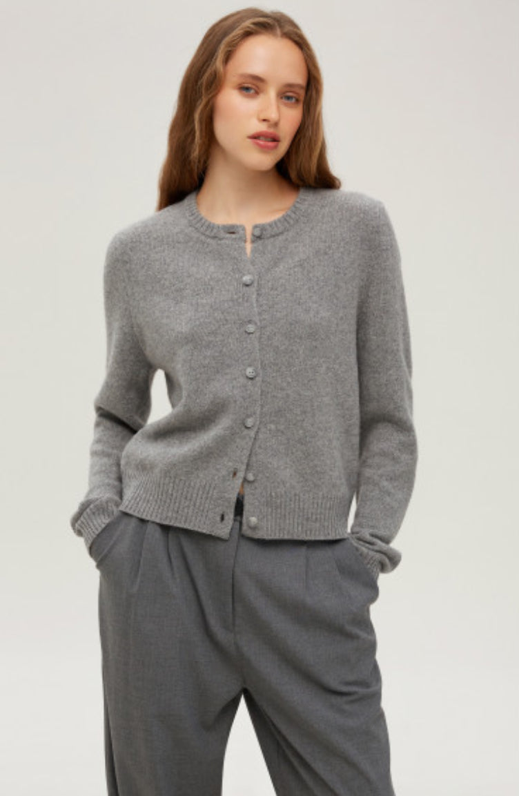 Cropped merino cardigan (Gray)