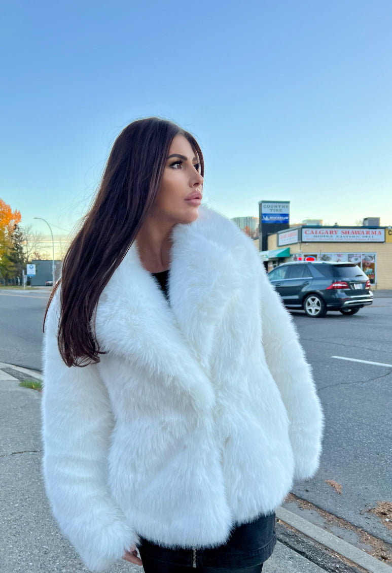 White Faux Fur Coat