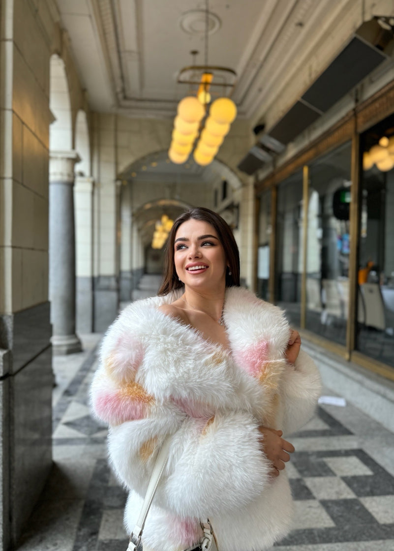 Color eco Fur | Orange- Pink
