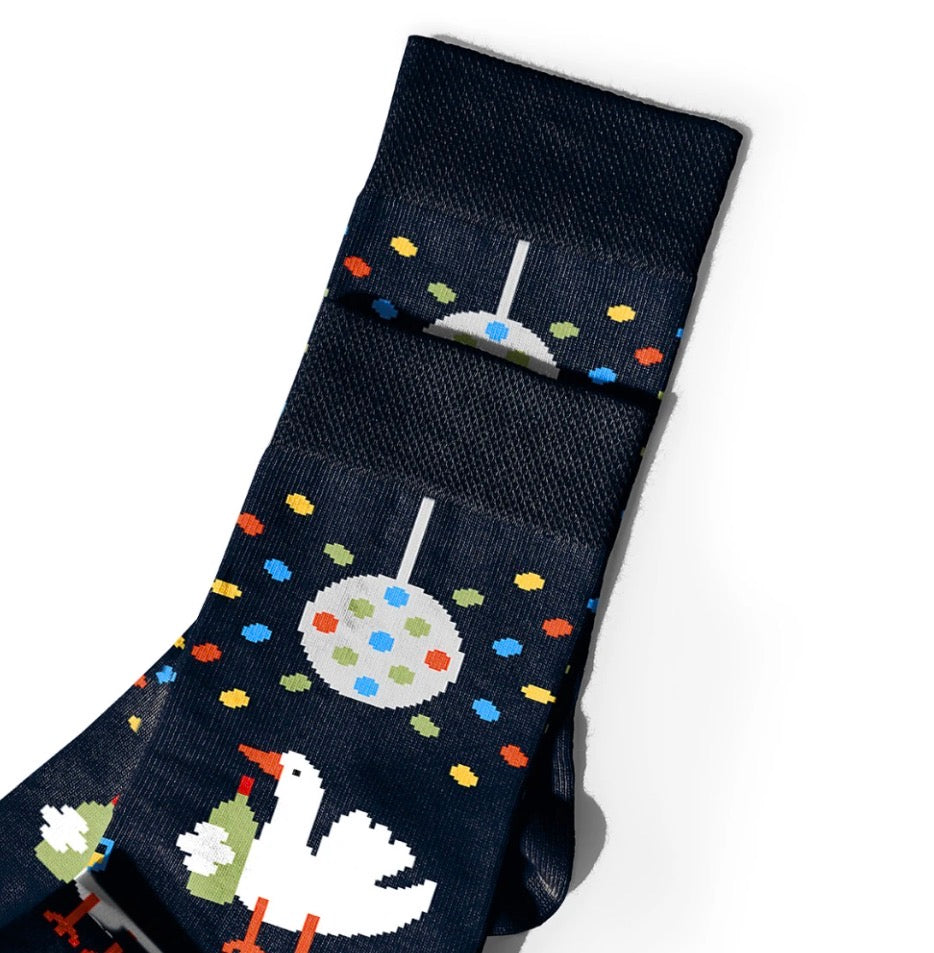 Socks "Wine-Loving Geese" dark blue