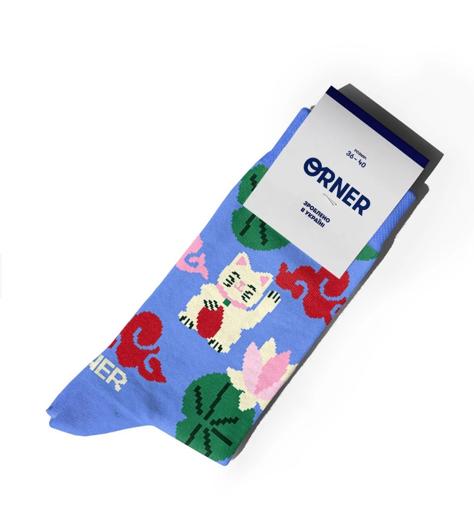 Socks “Asian motifs” Cat
