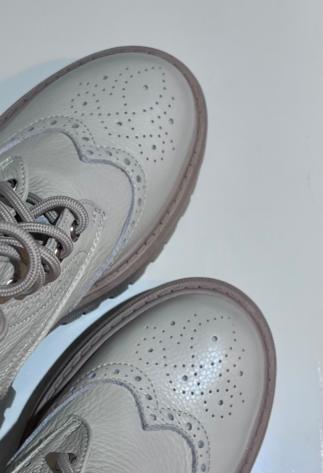 Cream Leather Derby Boots