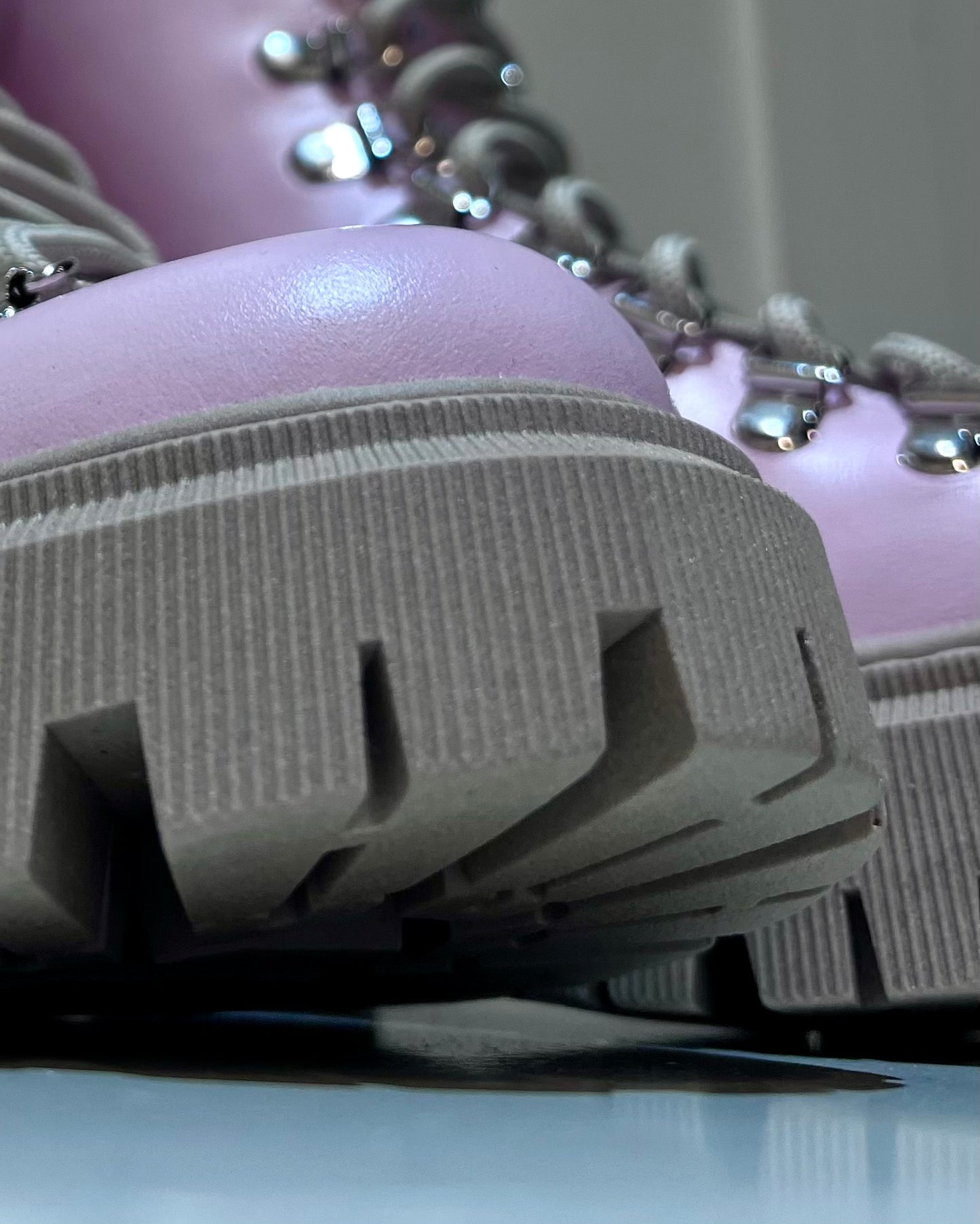 Pink Leather Derby Boots
