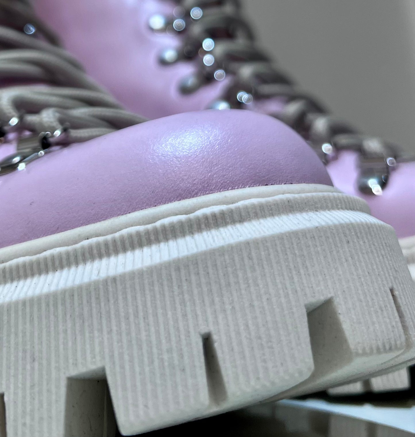 Pink Leather Derby Boots