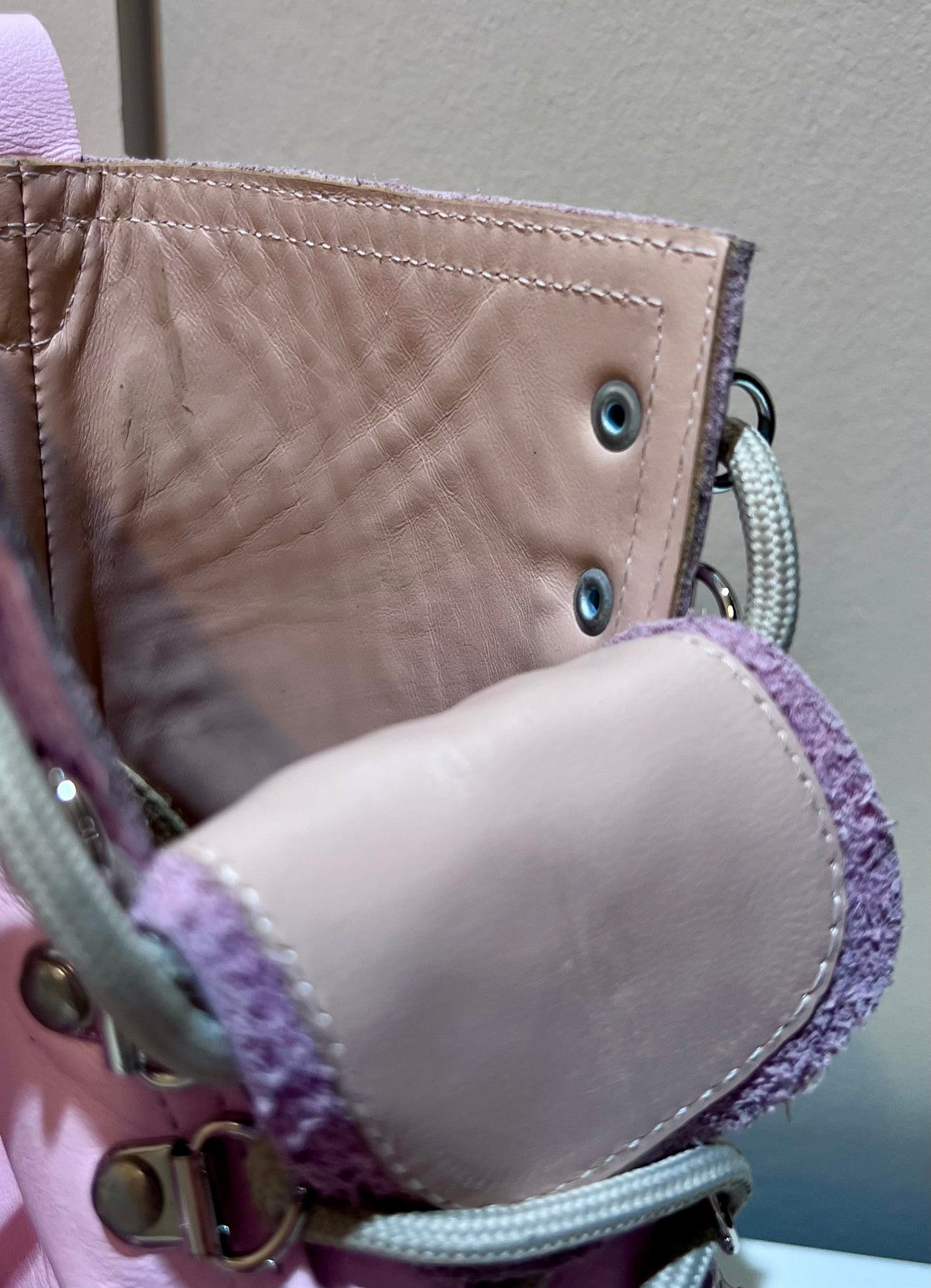 Pink Leather Derby Boots