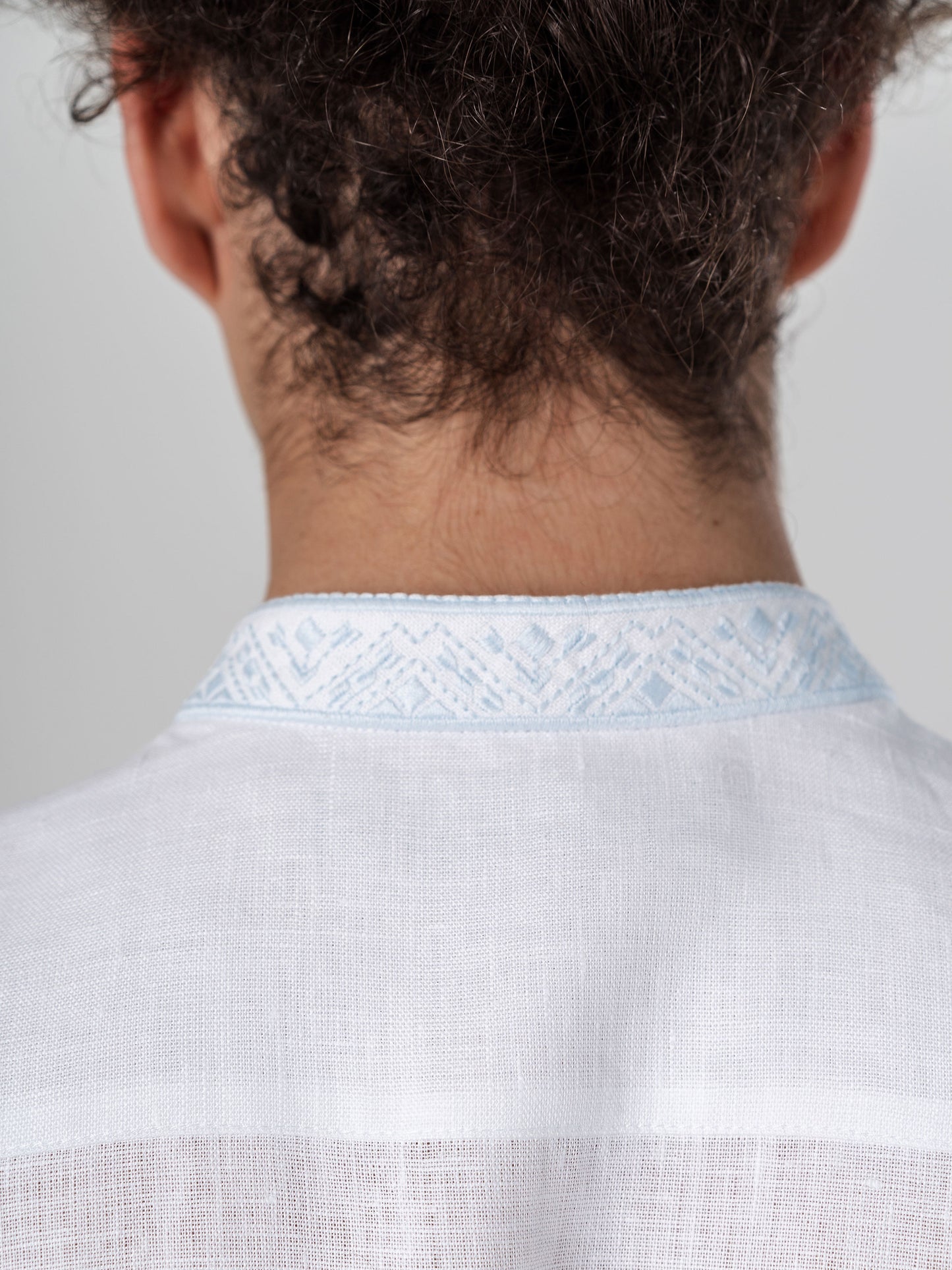 Men's linen shirt with embroidery Sky