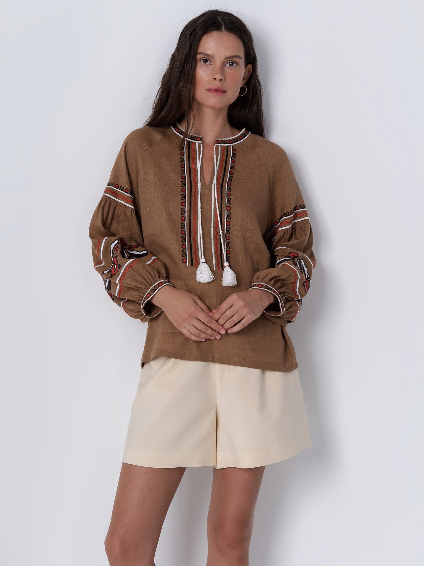Embroidered linen shirt for women Grono