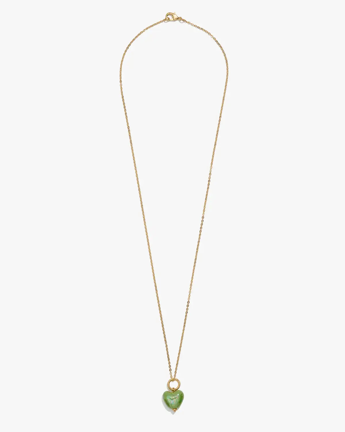 Porcelain heart on gold cover chain