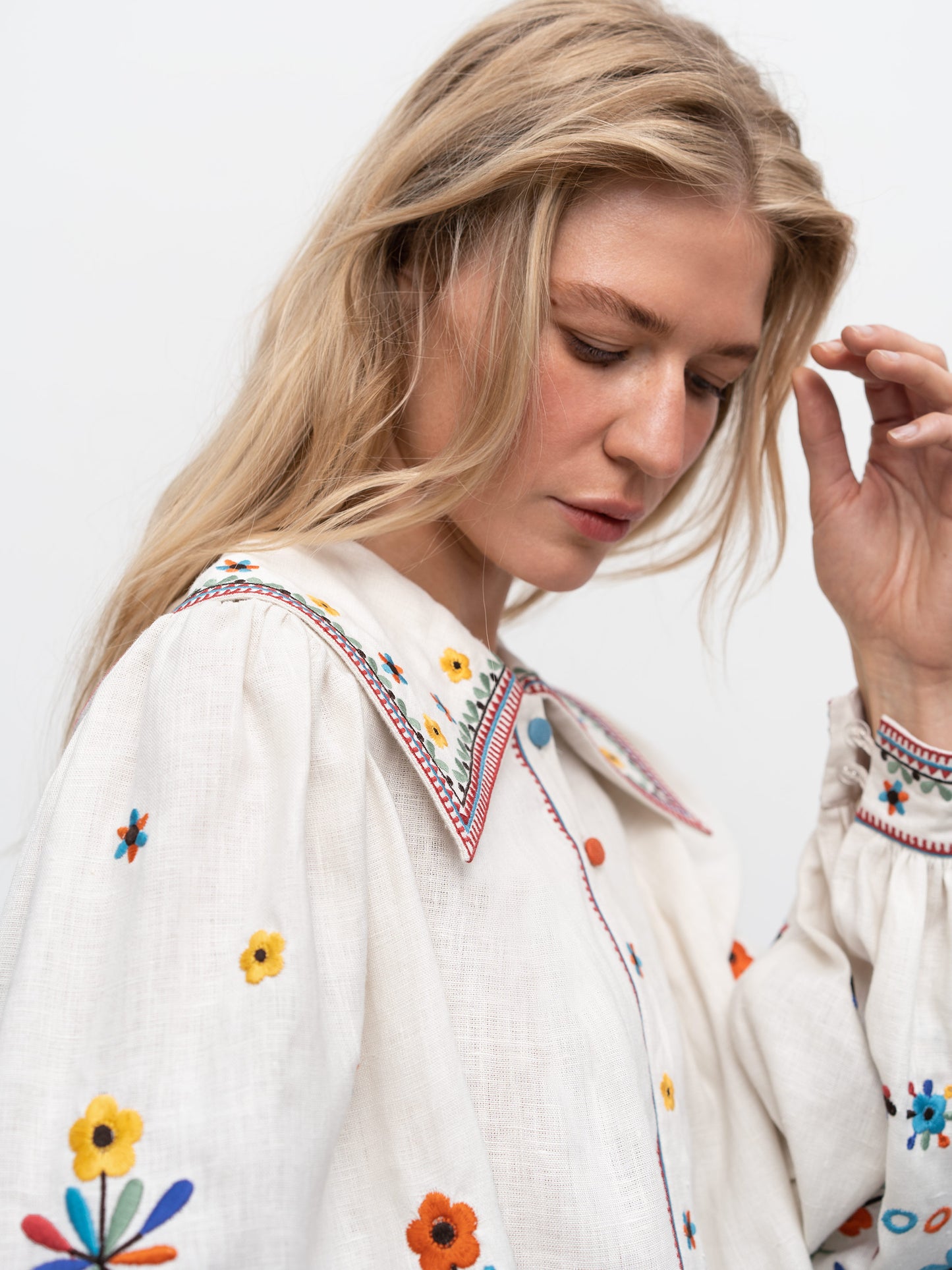 Embroidered linen shirt with yavorivsky ornament Yavir