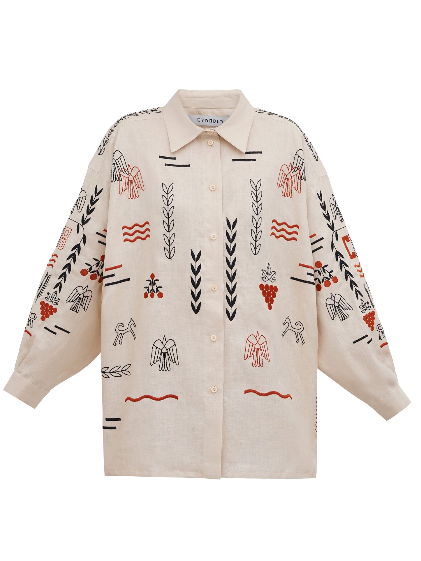 Beige linen embroidered shirt SLOVO