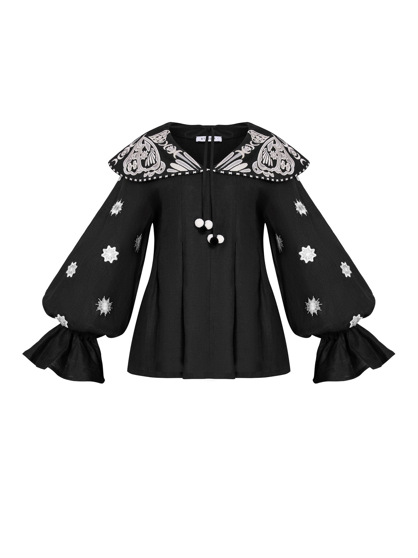 Linen embroidered blouse with a wide collar "Lehit"
