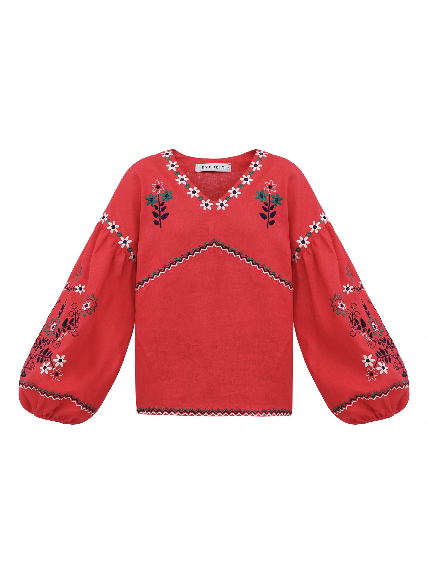 Women's embroidery shirt with floral Obriy Red