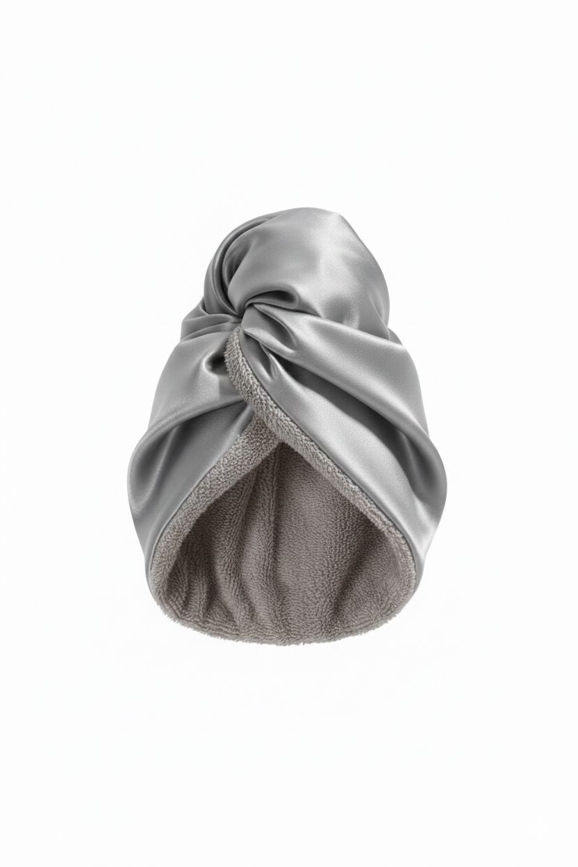 Silk and terry hair turban