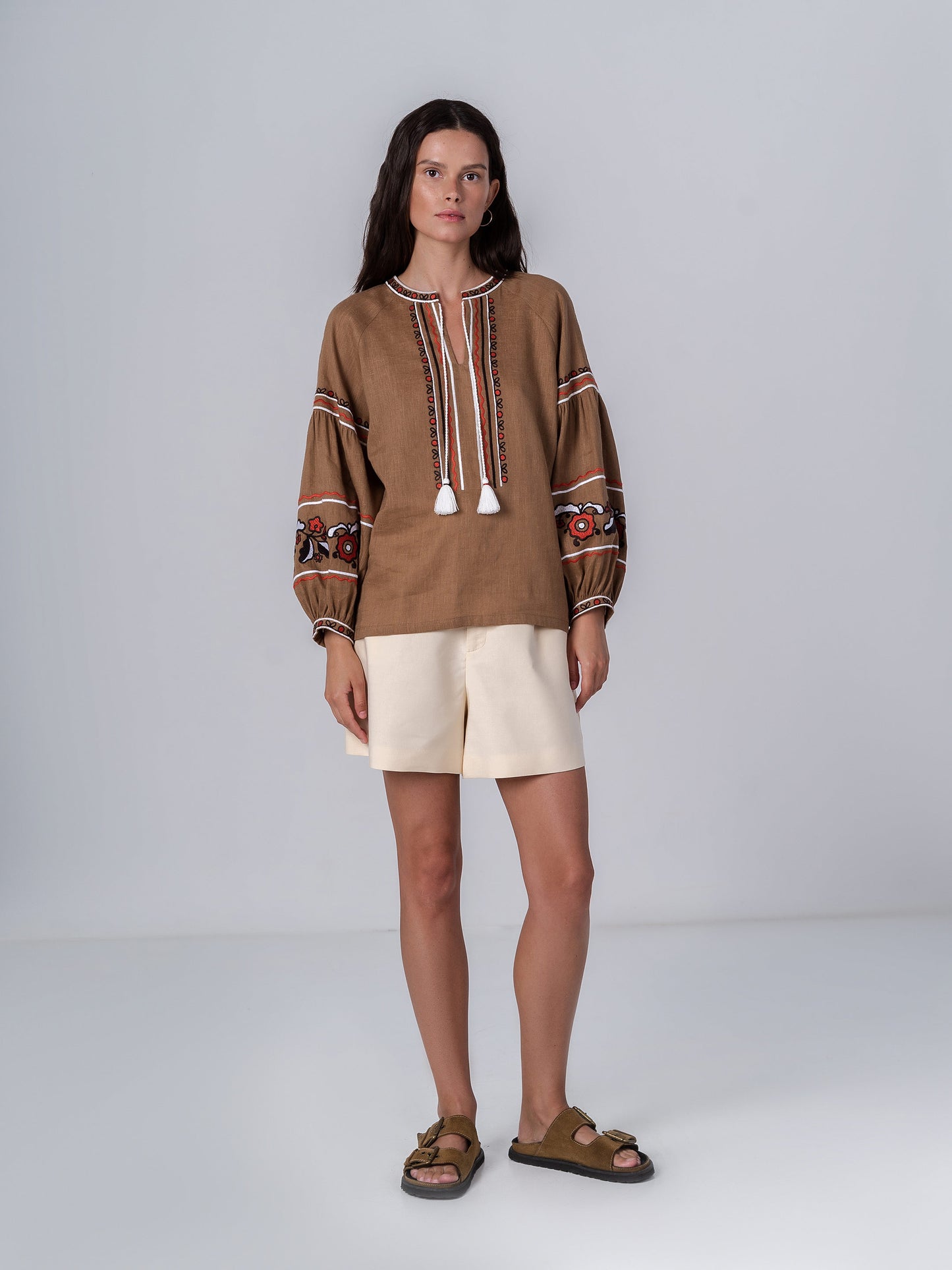 Embroidered linen shirt for women Grono